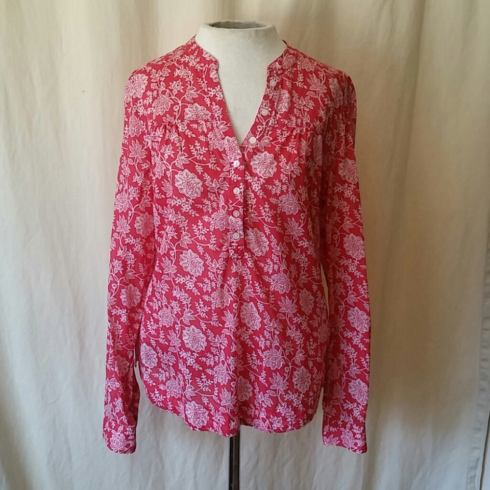 Eddie Bauer M 100% cotton red / white print tunic